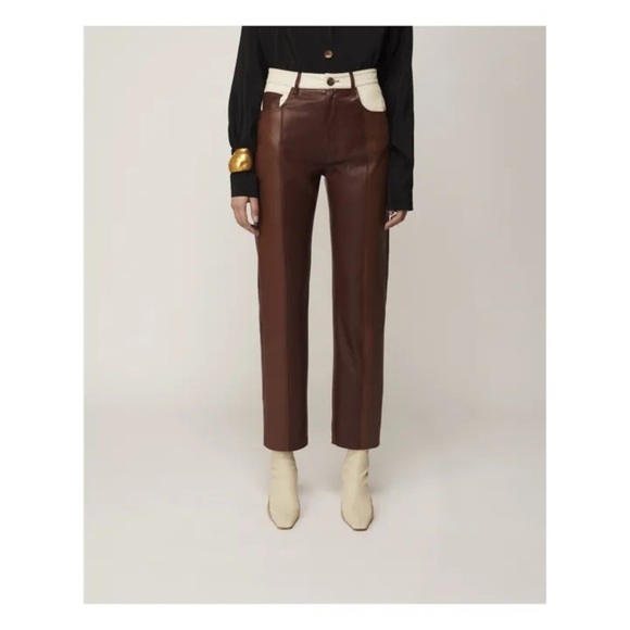 Nanushka Pants - Nanushka Vinni Patchwork Vegan Leather Pants Brown Size XL LuxeTrousers